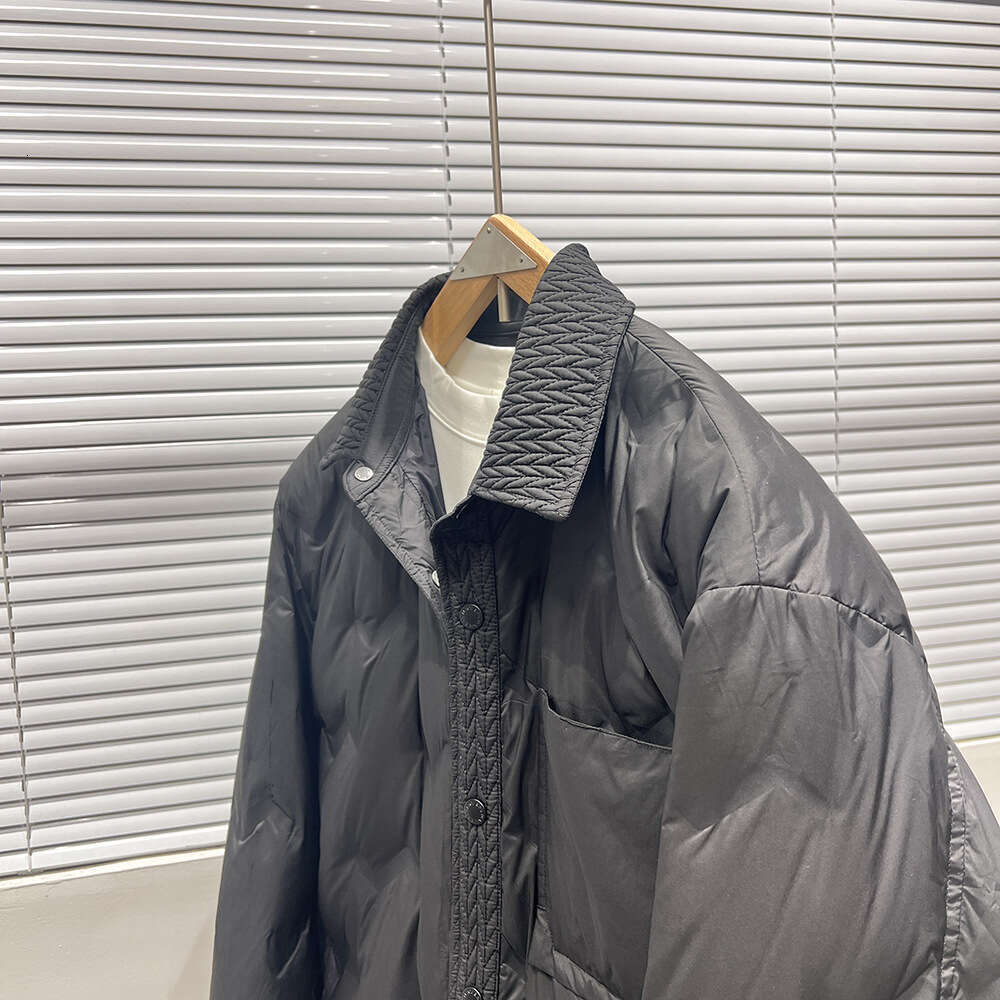 Men's designer puffer winter warm windbreaker casual print design trendy thick outerwear button long sleeve coat youth down jacket