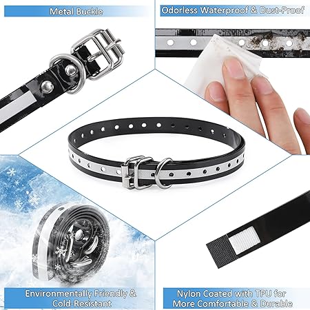 LuckinPET Waterproof Replacement Strap for Shock and Fence Easy Clean Odorless Metal Buckle 3/4 Inch Adjustable Size Durable Anti-Odor TPU Dog Collar