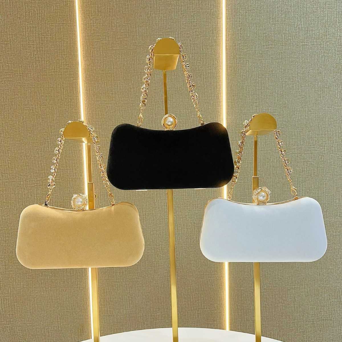 banquet bag with rhinestone inlaid handbag velvet womens fragrance chain single shoulder diagonal cross bag banquet bag 241122