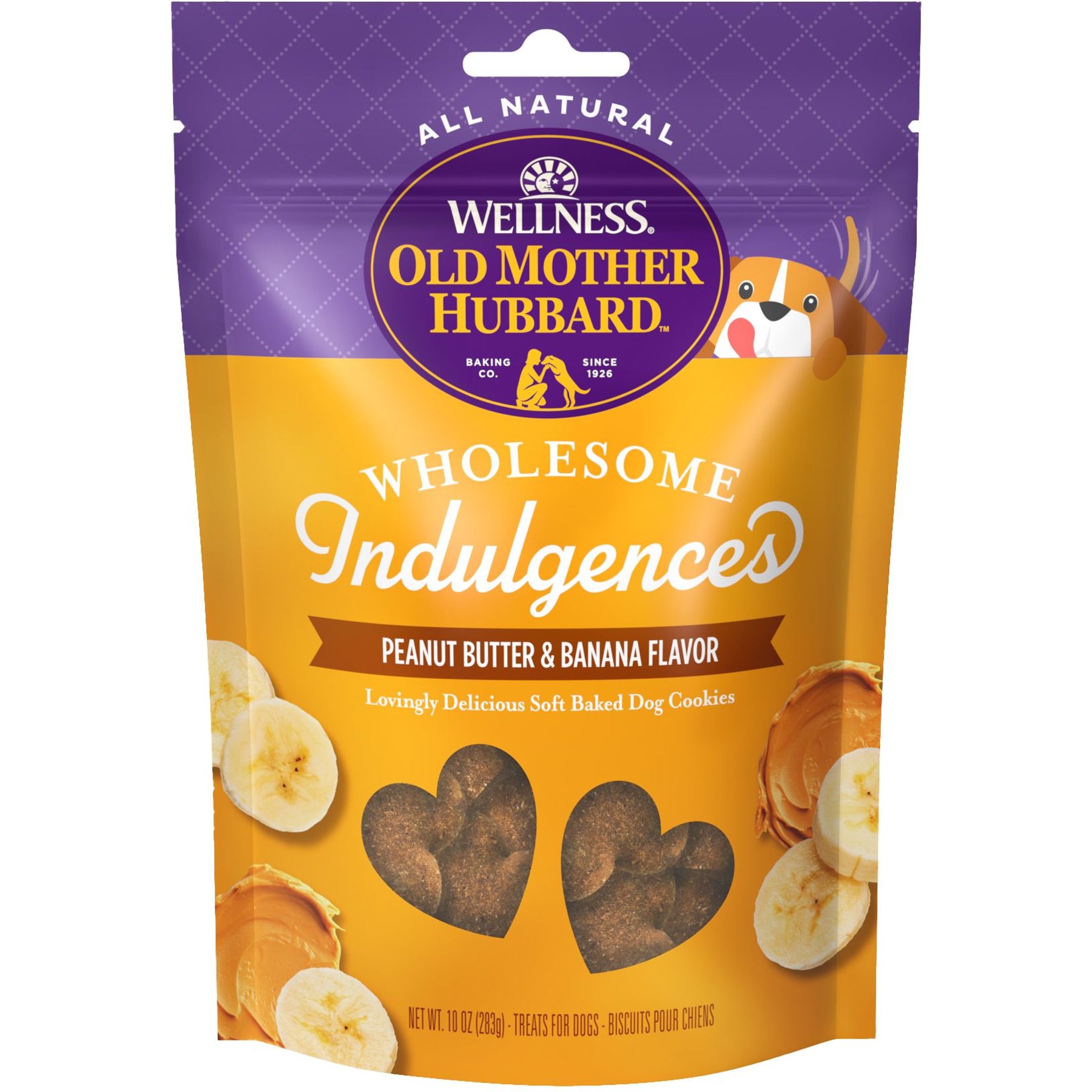 Old Mother Hubbard by Wellness Wholesome Indulgences Peanut Butter Banana Natural Dog Treats, 10-oz bag
