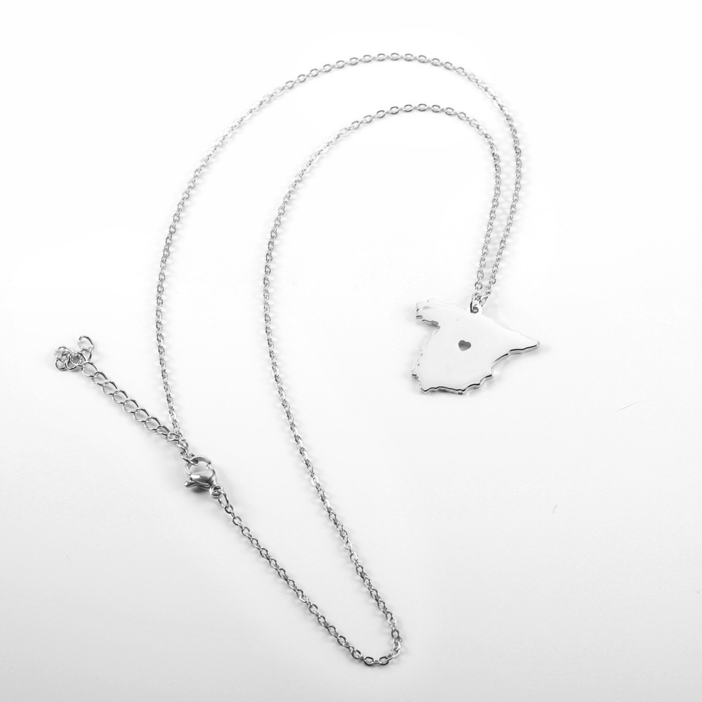 10PCS European Country Map of Spain Necklace Stainless Steel Espanha Spanish Pride I Heart Love Capital of Spain Madrid City Necklaces for Souvenir Gi