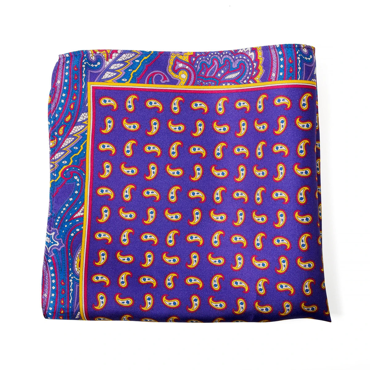 Retro style mens 100% silk paisley floral print Hanki custom handle head pocket square 241122