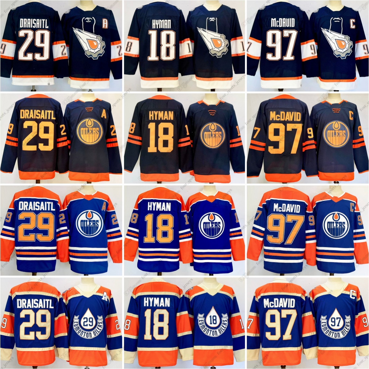 2025 New Hockey Jersey Stitched 18 Hyman 29 Draisaitl 74 Skinner 93 Nugent-Hopkins 99 Gretzky