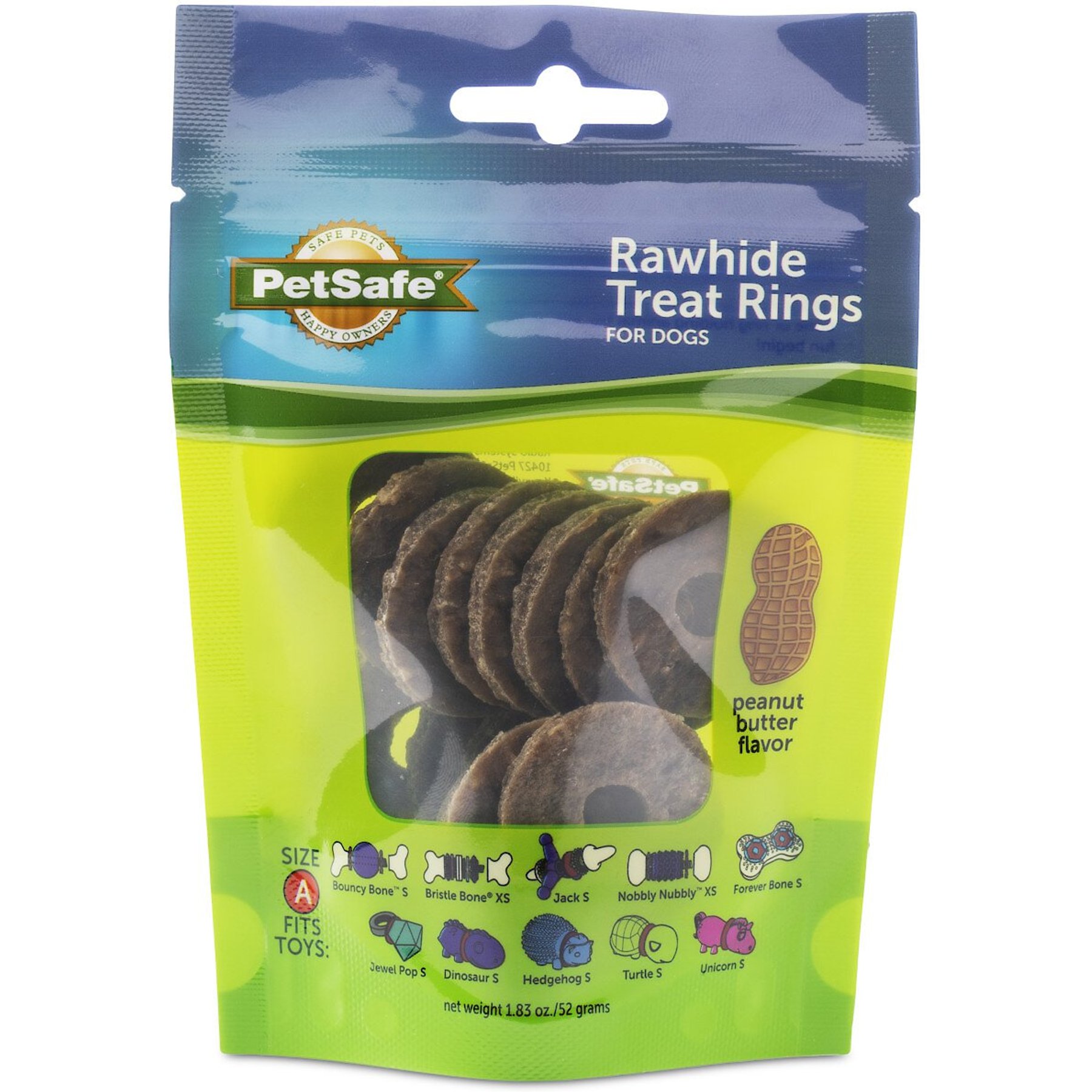 PetSafe Busy Buddy Natural Rawhide Peanut Butter Rings Dog Treats, Size A