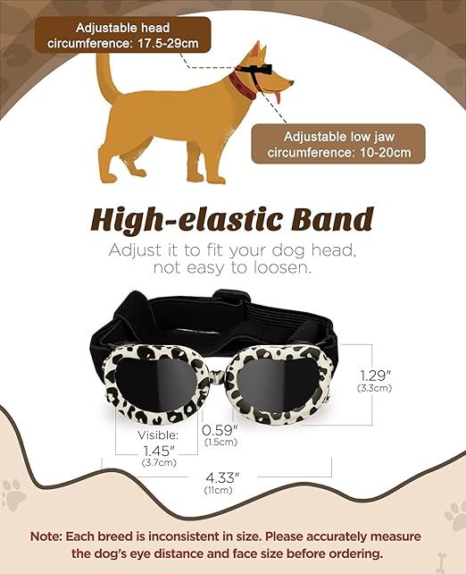 Lewondr Dog Breed Goggles UV Protection,Goggles Eye Wear Protection with Adjustable Strap Windproof Anti-Fog Sunglasses for Dogs Doggy Doggie Glasses