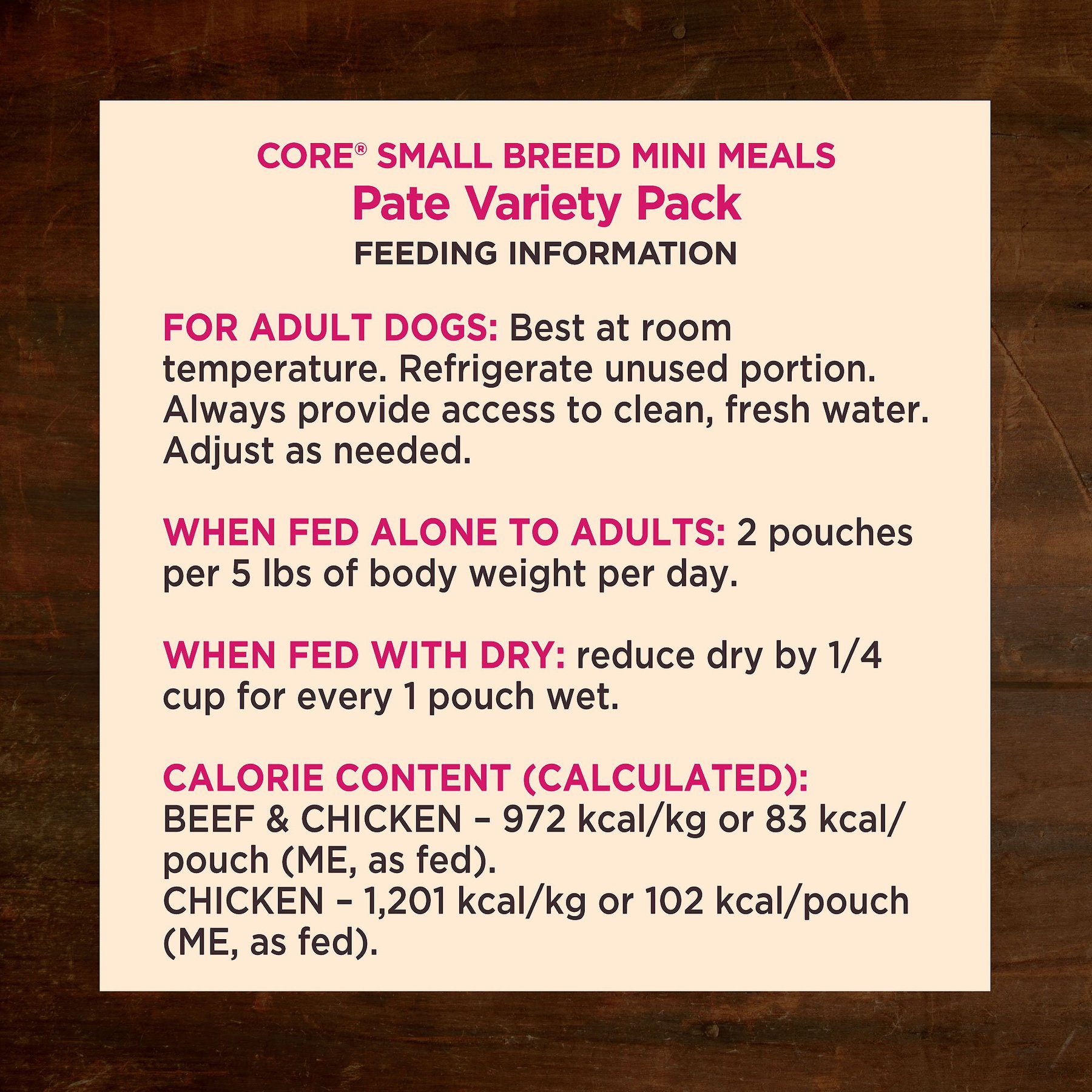 Wellness CORE Mini Meals Beef & Chicken, Chicken Pate Variety Pack Dog Food Pouches