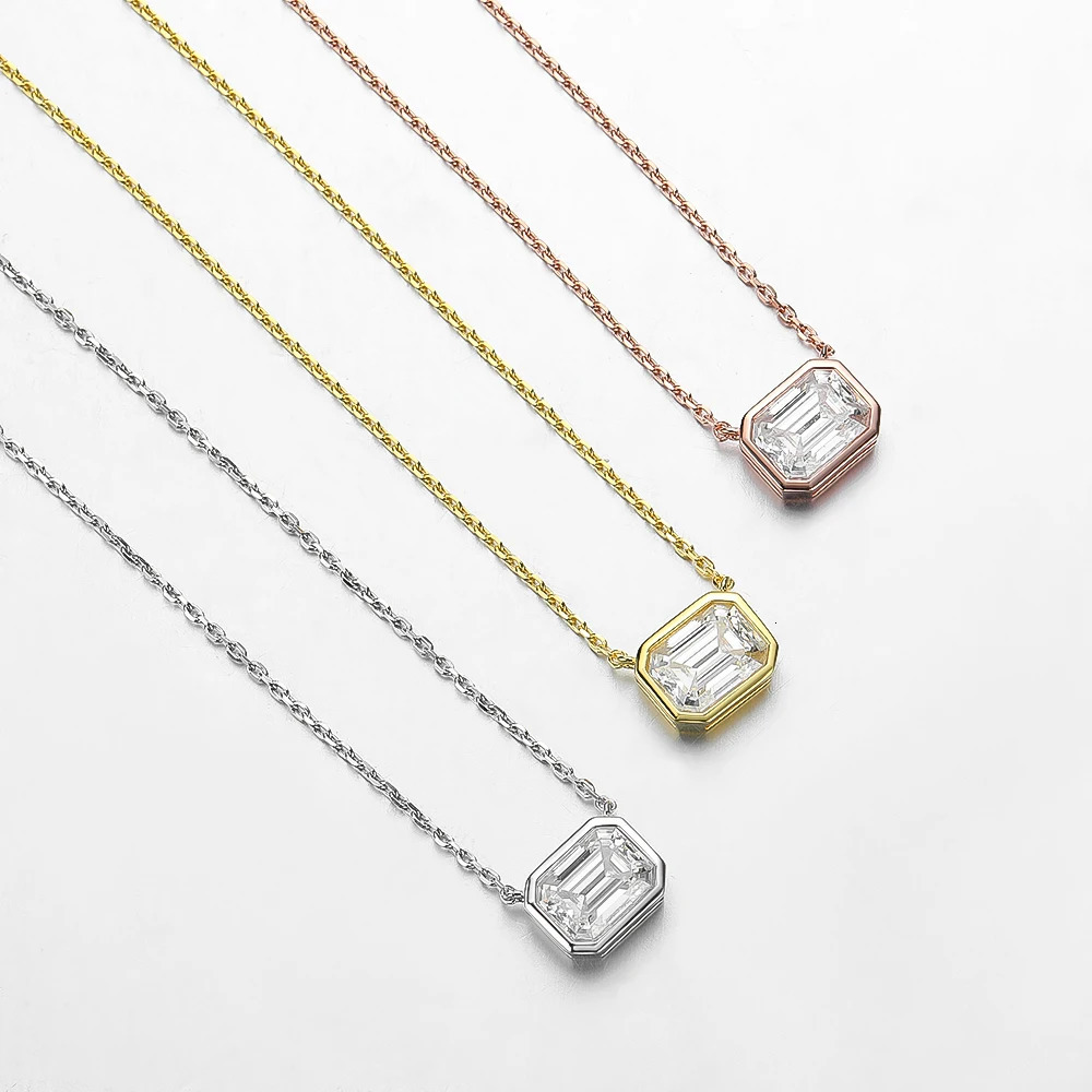 OEVAS 6 * 8mm 2- genuine silica 100% 925 sterling silver gold-plated pendant necklace suitable for womens sparkling exquisite jewelry gifts 241205