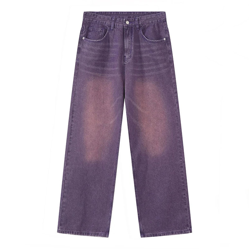 IEFB Mens Jeans Korean Personality Straight Wide Leg Pants Fashion Autumn Winter Vintage Male Trousers 9A5577 240415