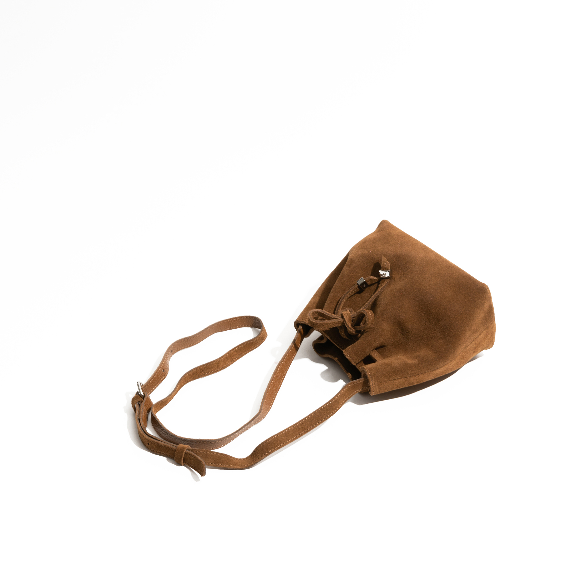 Genuine Leather Suede Crossbody Bag For Woman Solid Color Vintage Design Fashion Draw String Shoulder Purse String BagVoyage