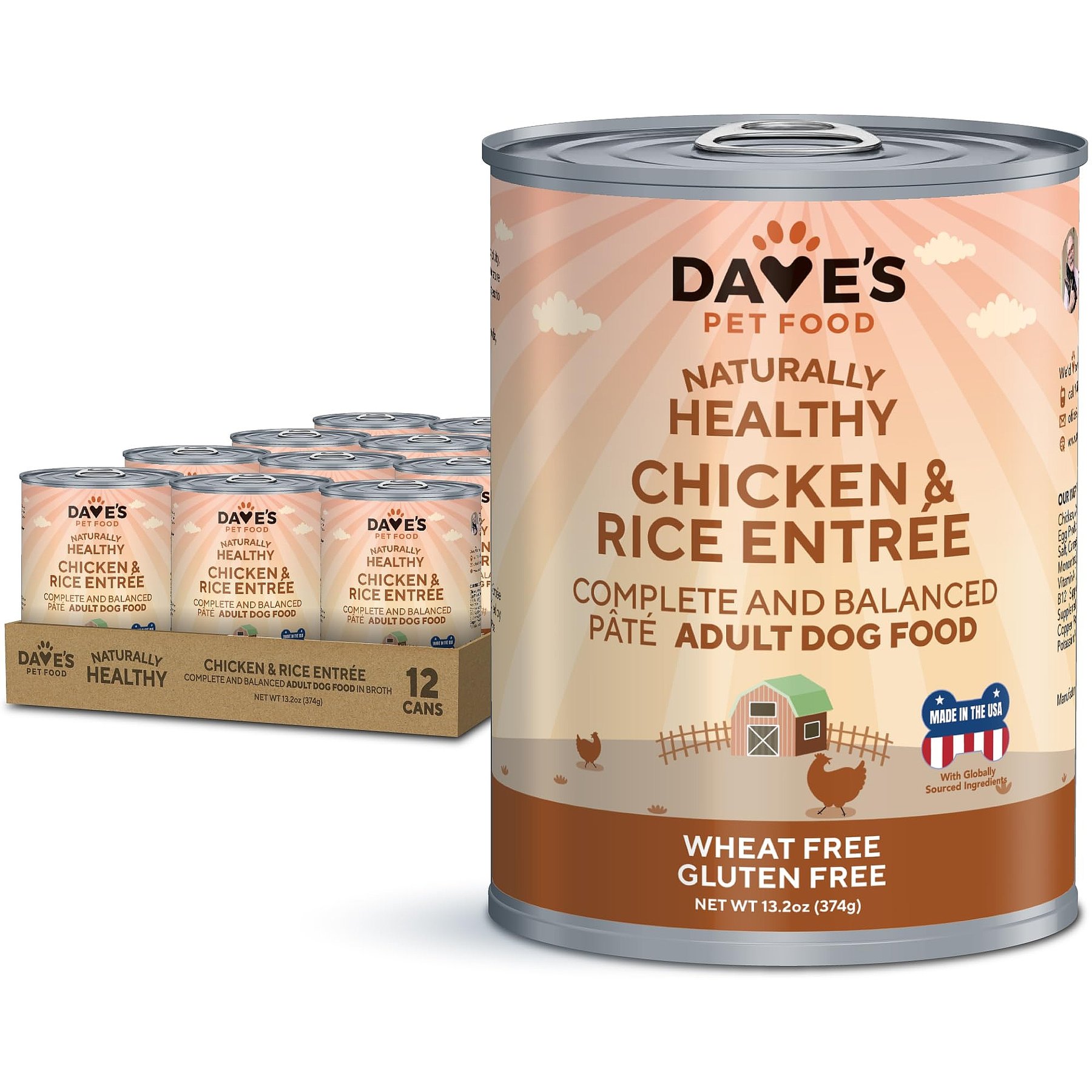 Dave's Pet Food Naturally Healthy Chicken & Rice Recipe Pate Canned Wet Dog Food