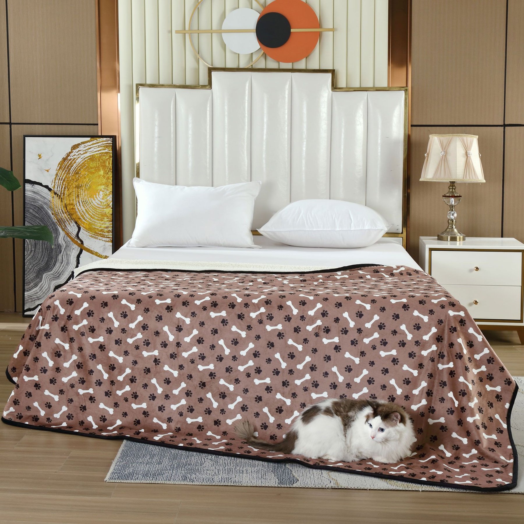 HappyCare Textiles advanced Pets Print cozy Waterproof Cat & Dog blanket