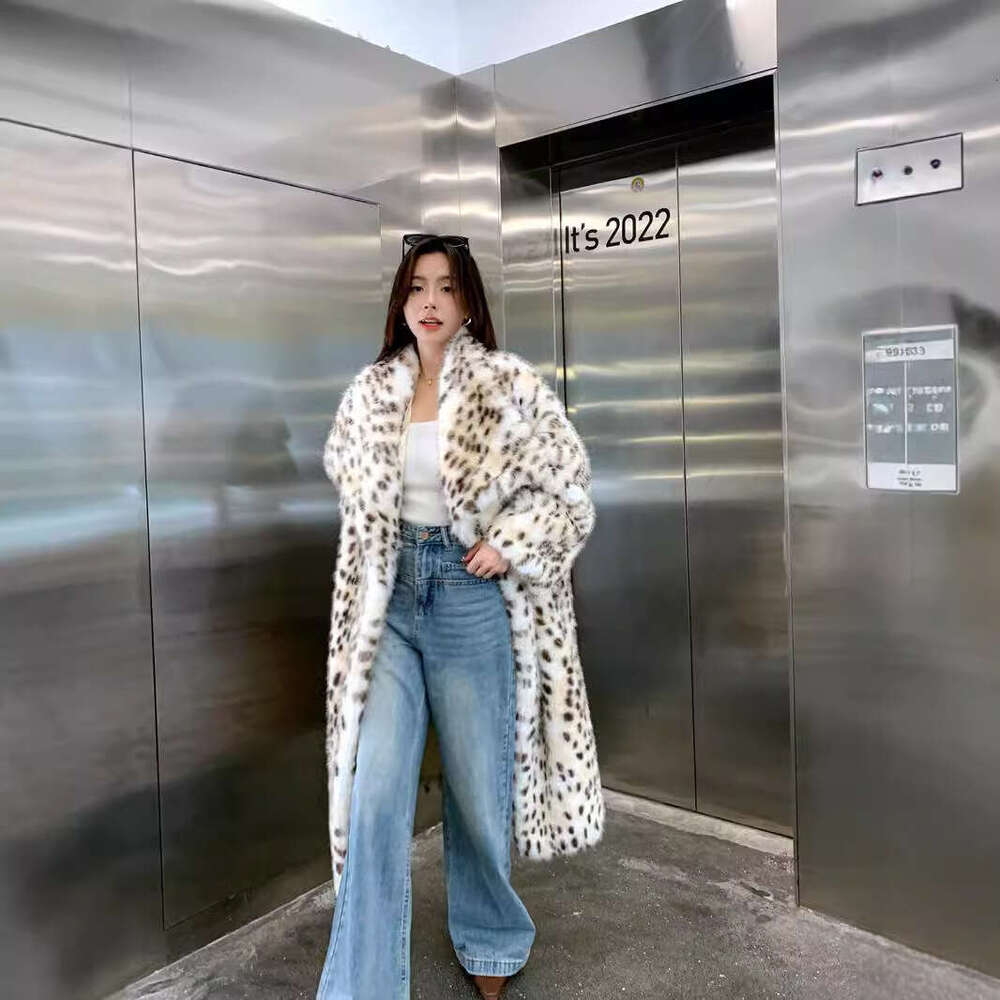 Korean woven lapel ruffled coat, fox fur, raccoon imitation fur coat