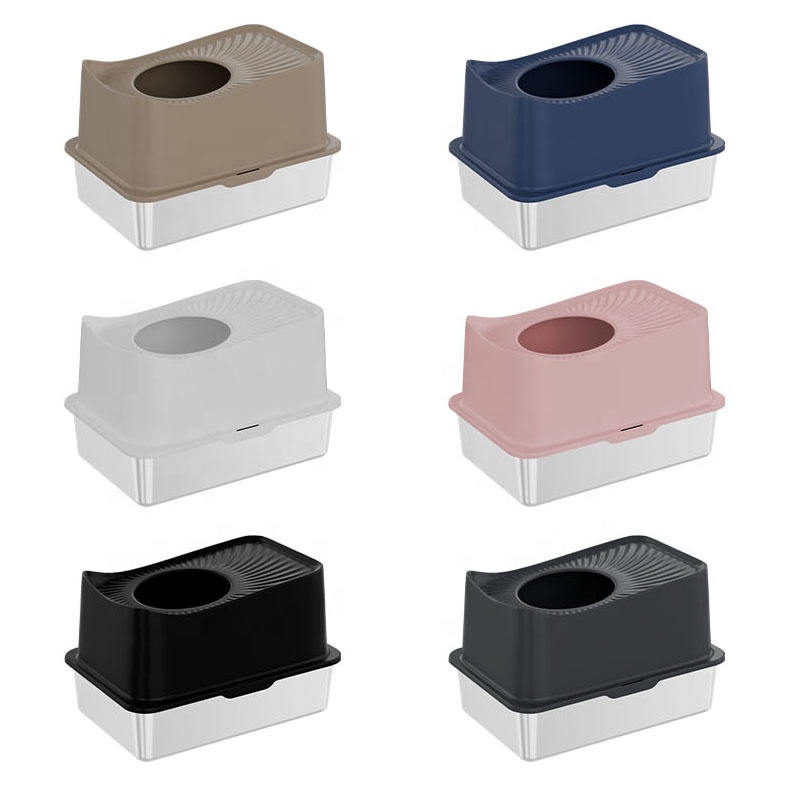 Cat Litter Box Extra Large Stainless Steel For Cat Top Entry Enclosed Toilet Large Capacity Cat Products Kitty litter Box