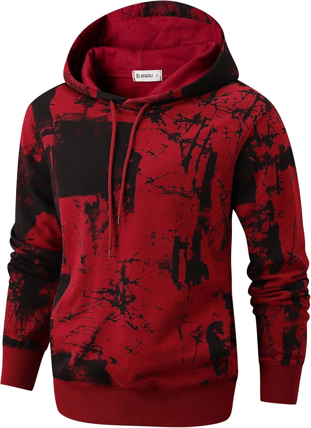 Hoodie for Mens Womens Mens Tie-Dye Pullover Hooded Sweatshirt Graphic Hoodies sweatshirt red