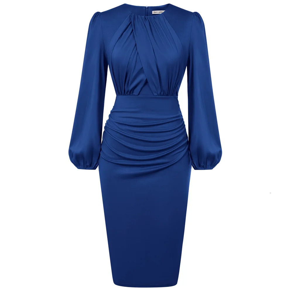 GK Dress For Women Contrast Fabric Evening Elegant Celebrity Party Dress OL Long Sleeve Crew Neck Bodycon Midi Dress 240420