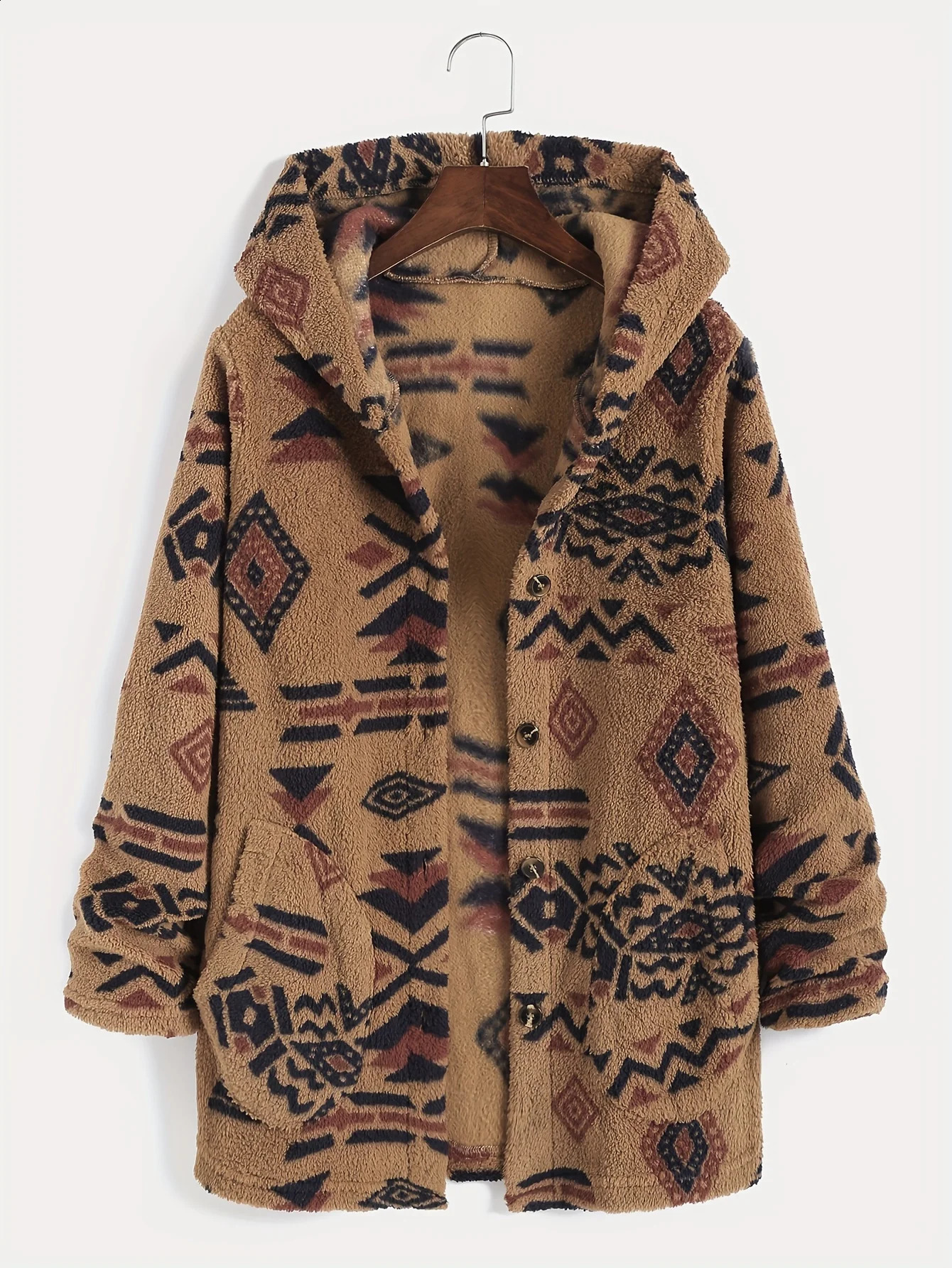 Womens Aztec national printing ultrafine Austrian plush coat ladies 241120