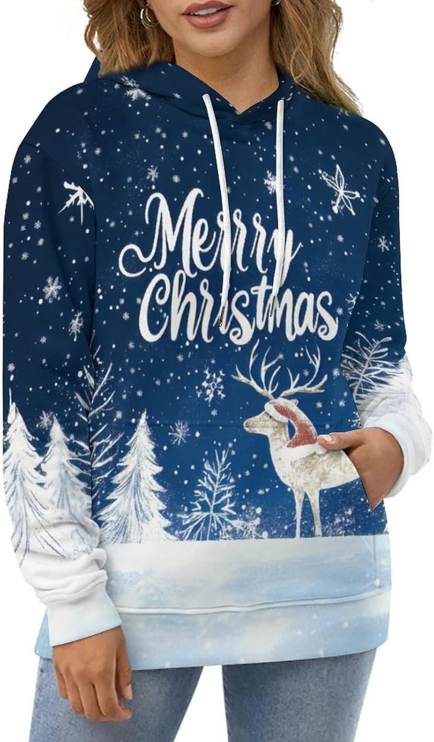 Hoodie for Mens Womens Mens Christmas Graphic Hoodie Holiday Themed Casual Pullover Sweatshirt Graphic Hoodies sweatshirt Warm and handsome