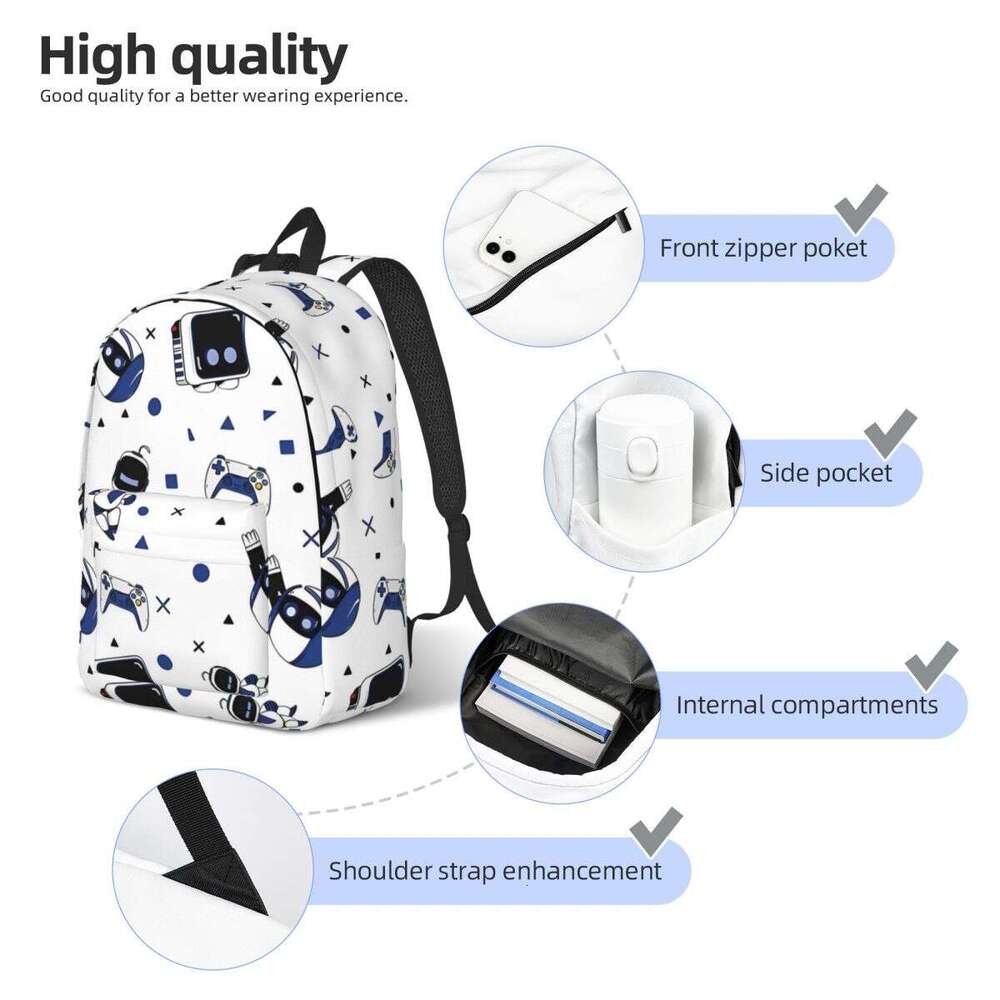 Astrobots Playroom Game Backpack Middle High College School Student Bookbag Teens Daypack Outdoor