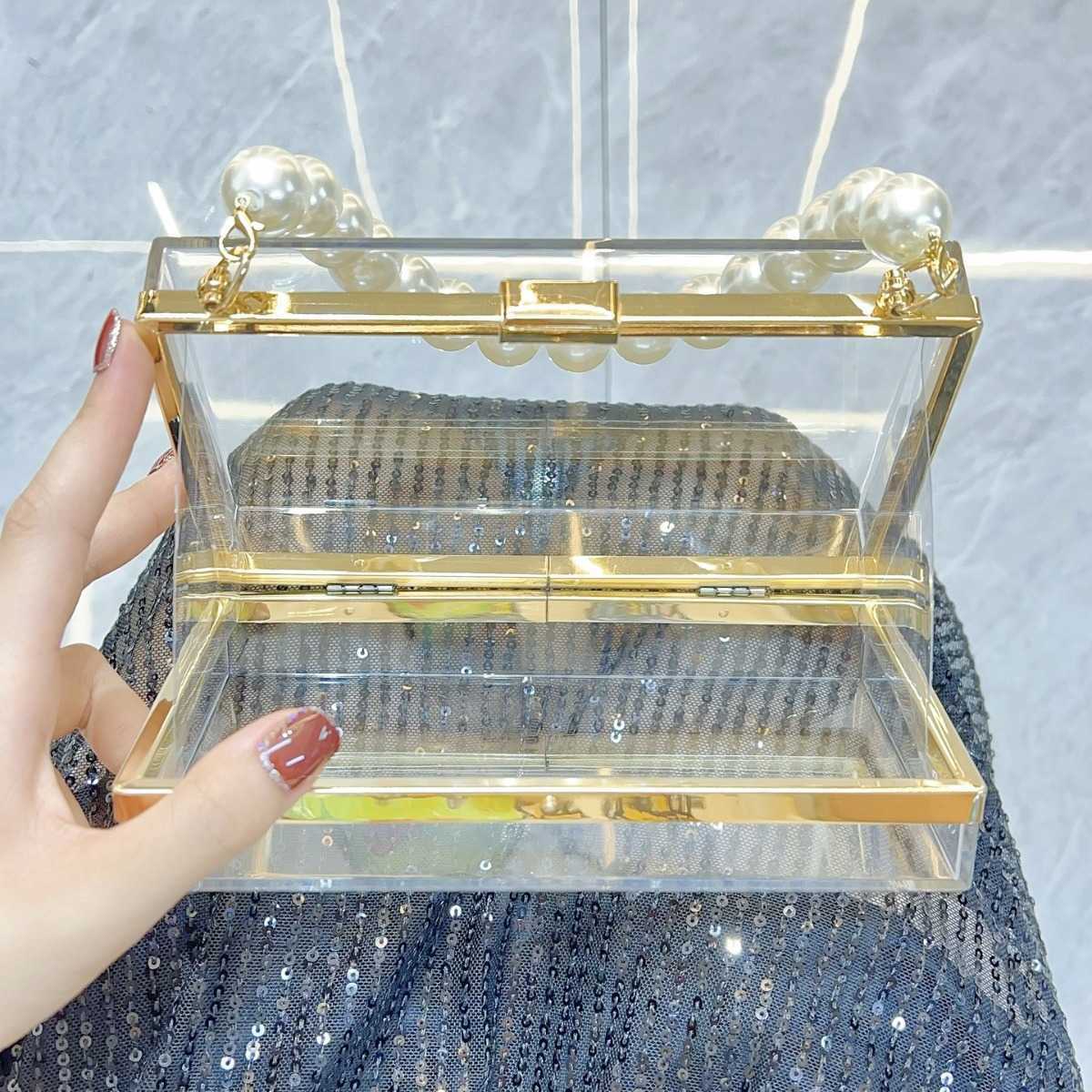 new handbag acrylic transparent small bag small square box bag single shoulder diagonal cross chain bag banquet womens bag