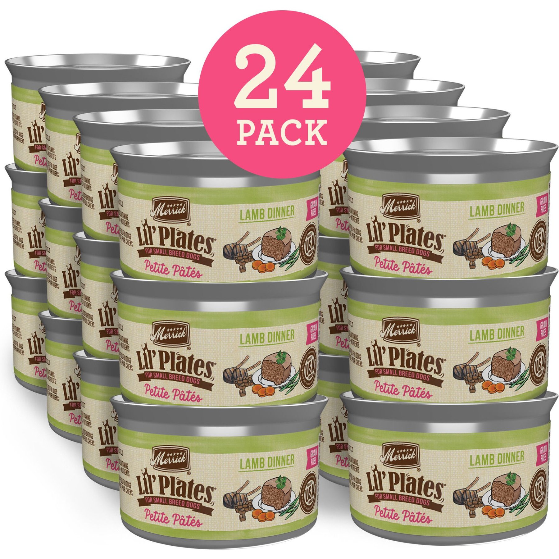 Merrick Lil Plates Petite Pates Adult Grain-Free Lamb Dinner Wet Dog Food 3-oz can, case of 24