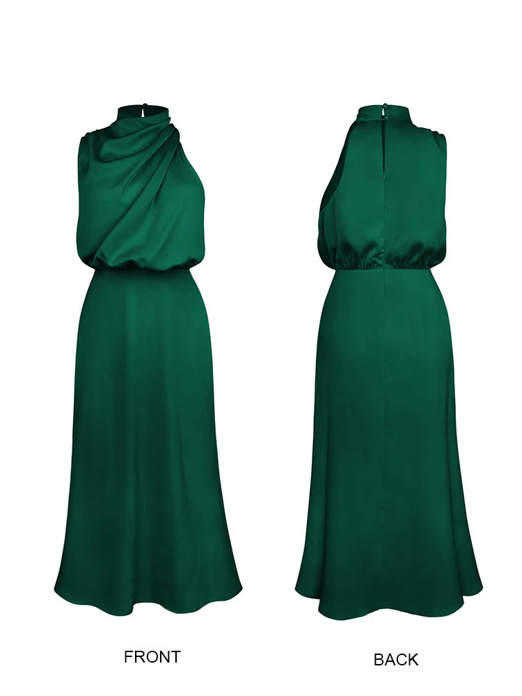 Summer High-End Silk Satin Sleeveless Long Dress Women Fashion Elegant Celebrity Dresses Evening Dress Party Clothes Ladies 240420