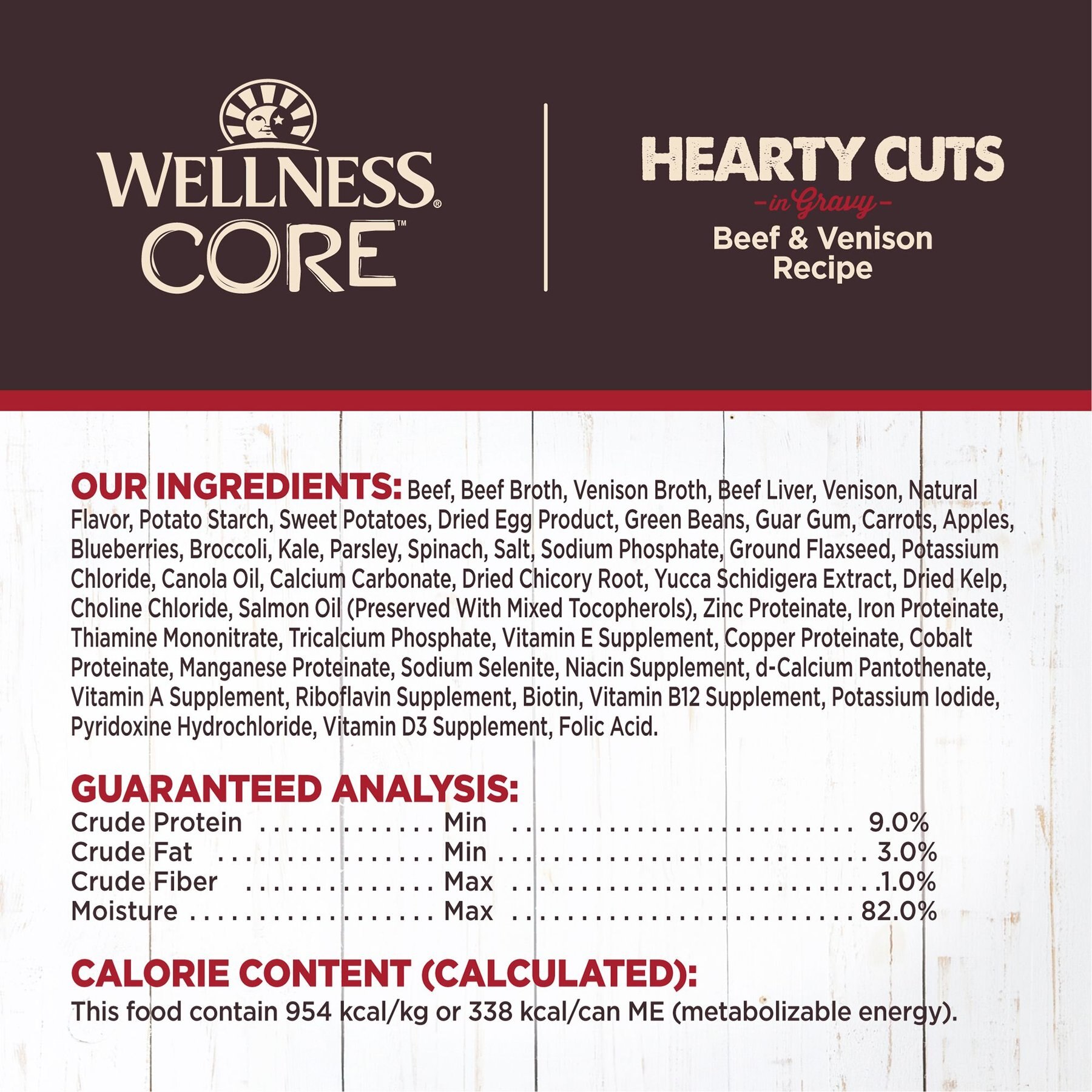 Wellness CORE Grain-Free Hearty Cuts in Gravy Beef & Venison Recipe Canned Dog Food