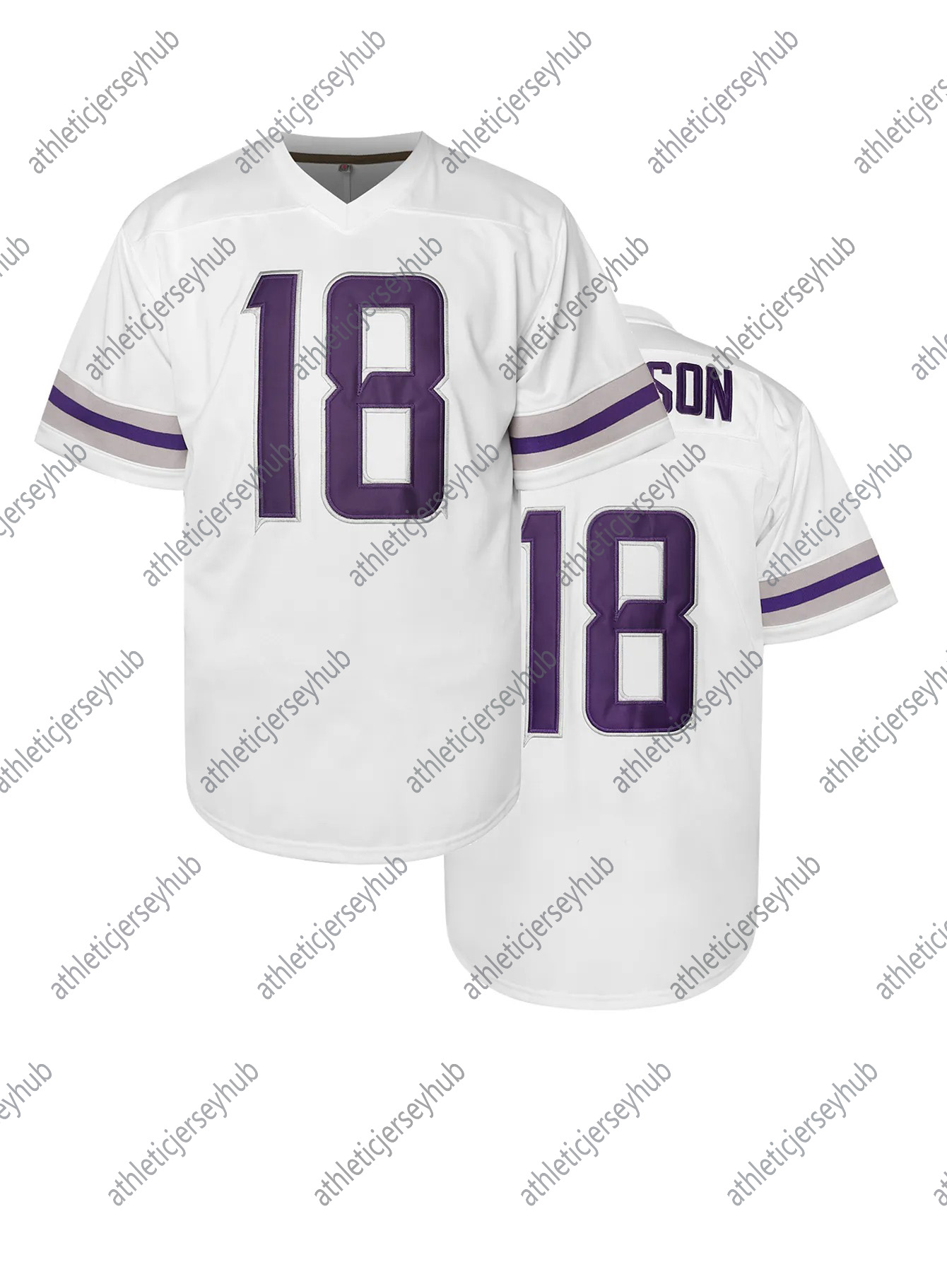 18 Jefferson Jersey Purple Football Jersey Embroidered Polyester Jersey