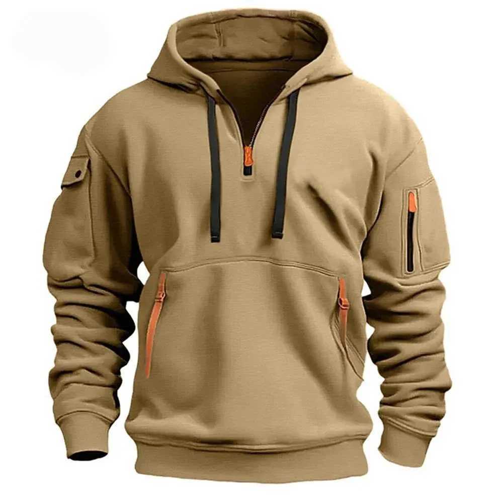 2024 Autumn/Winter New Mens Casual Hoodie with Multi Zipper Pocket Printing European Size Long Sleeve Hoodie Jumper W240928