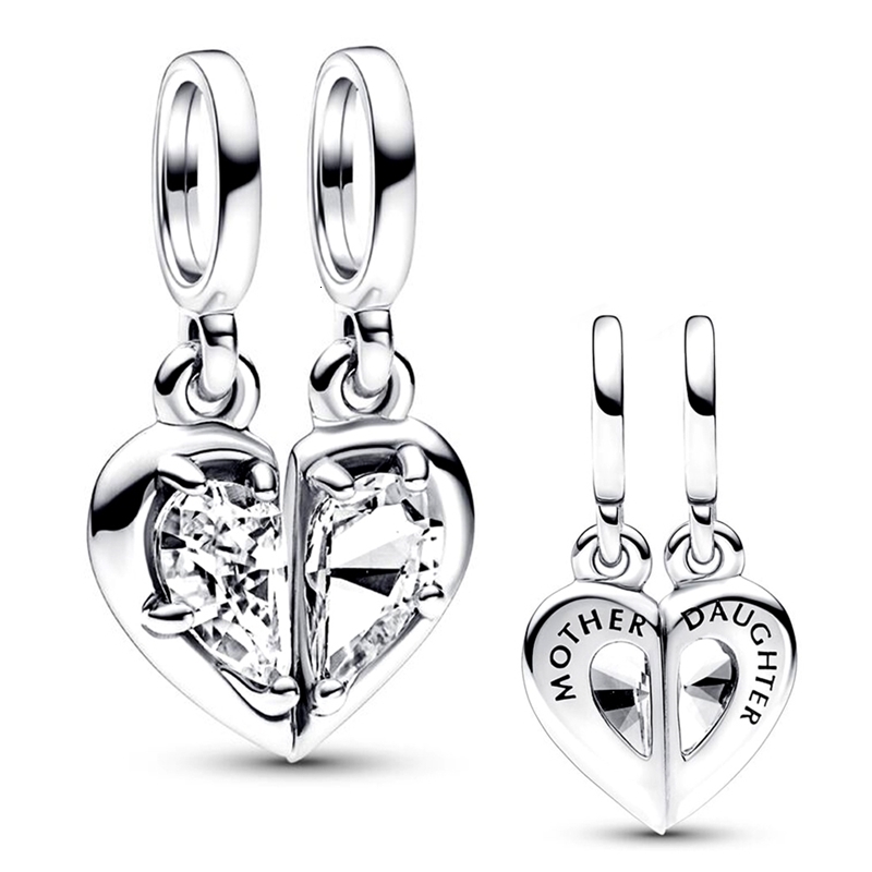 Splittable Mother Daughter Dangle Charm Silver Plated Fit a Charms Silver 925 Original Bracelet for Jewelry Making 240408