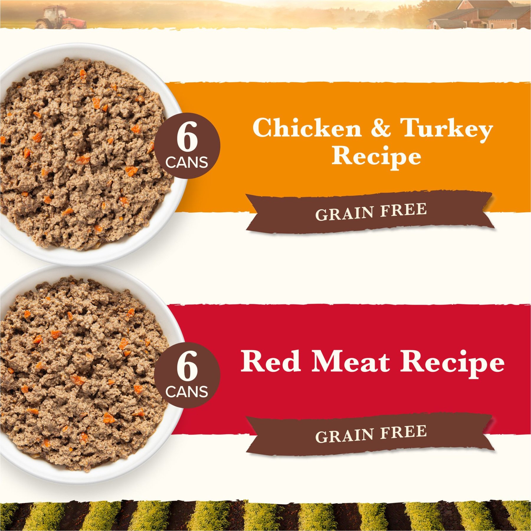 Whole Earth Farms Chicken & Turkey & Red Meat Recipes Grain-Free Variety Pack Wet Dog Food, 12.7-oz can, case of 12