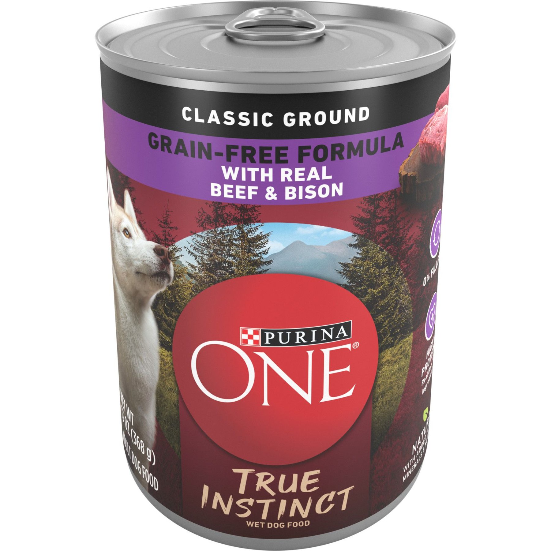 Purina ONE SmartBlend True Instinct Classic Ground Real Beef & Bison Grain-Free Wet Dog Food, 13-oz can, case of 12