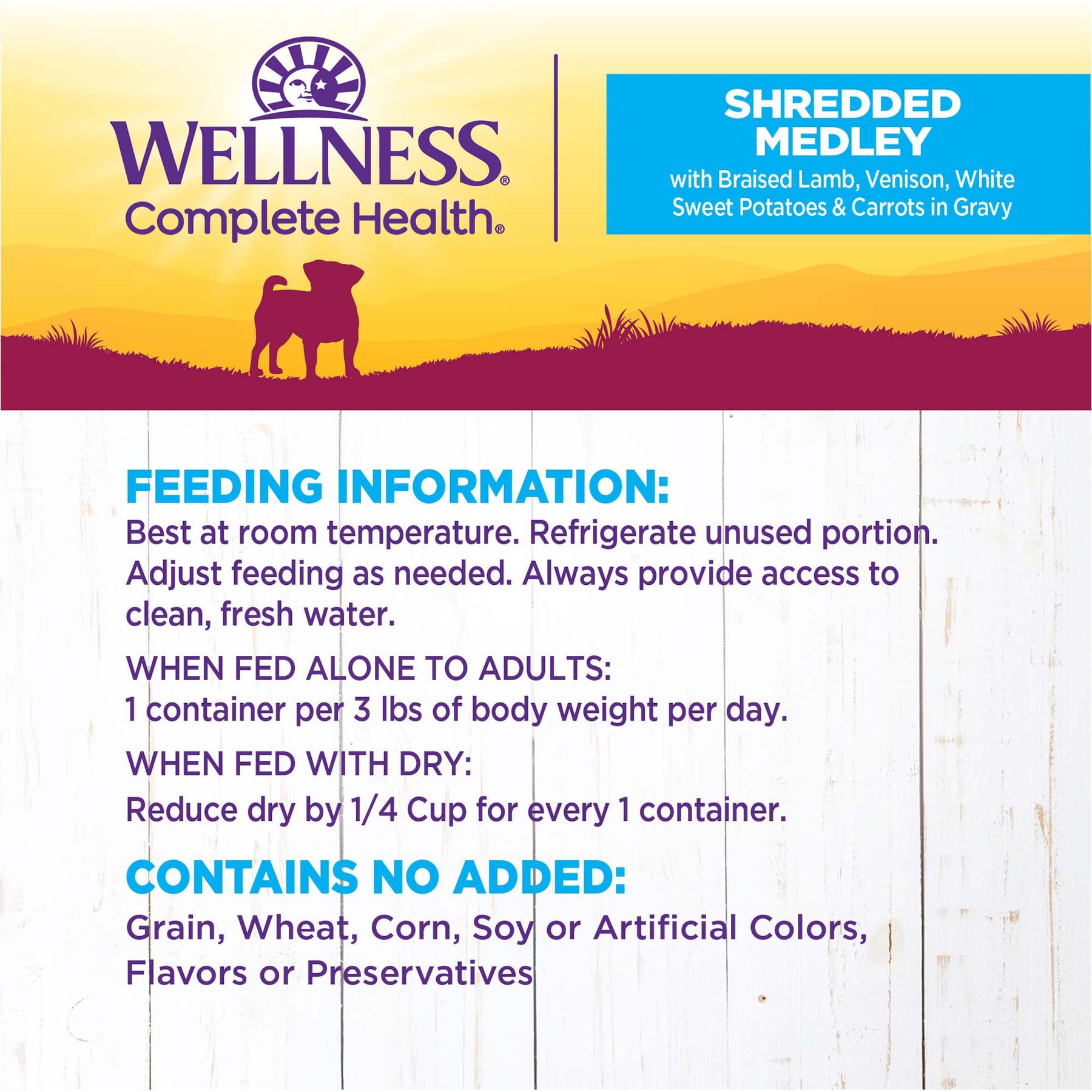 Wellness Petite Entrees Shredded Medley Lamb & Venison Small Breed Natural Wet Dog Food, 3-oz cup, 12 count
