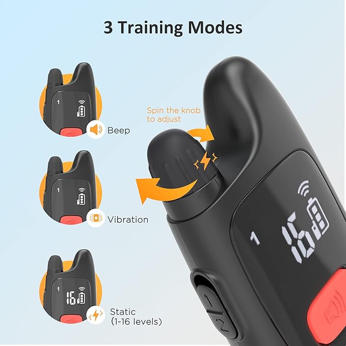 PATPET Remote - Waterproof Dog Training Collar for Small Medium Large Dogs with Beep, Vibration and 16 Static Levels Shock