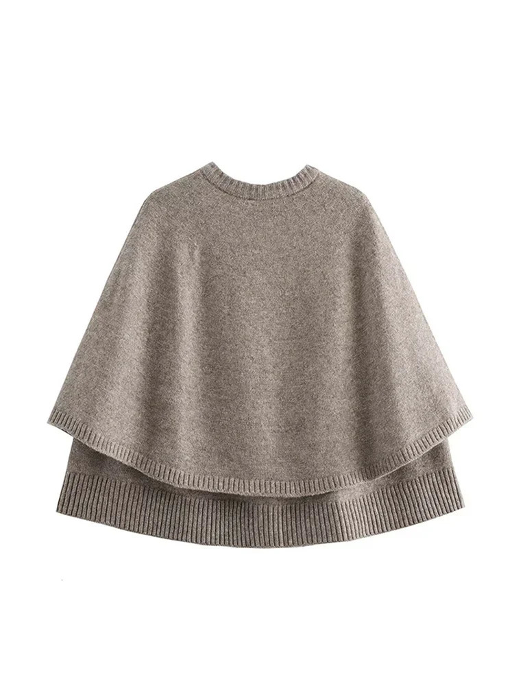 Fashion Cape Knitted Cardigan Women Round Neck Single Breasted Casual Female Sweaters Autumn Solid Soft Loose Lady Knitwear 241122