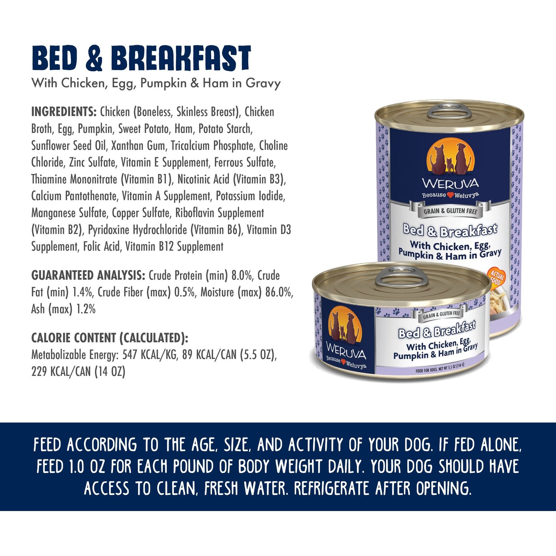Weruva Bed & Breakfast with Chicken, Egg, Pumpkin & Ham in Gravy Grain-Free Canned Dog Food