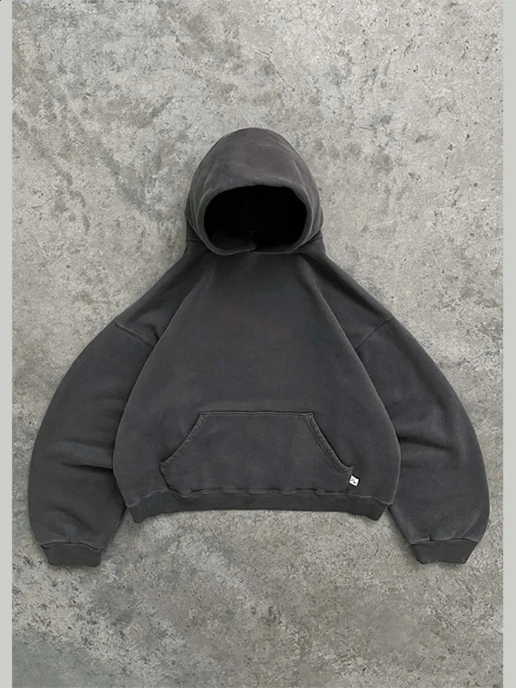 Mens Autumn Winter Retro Y2K Oversize Loose Casual Hoodie American Style Street Fashion Unisex Pocket Hooded Sweatshirt 241121