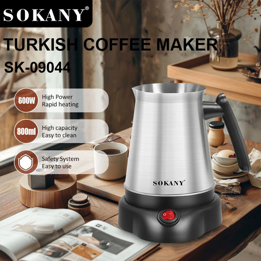 Turkish Greek Coffee Moka Tea Pot Maker Machine 800ML Portable Electric Kettle 6 Cups Stainless Steel Boiling Water 220V EU 241120