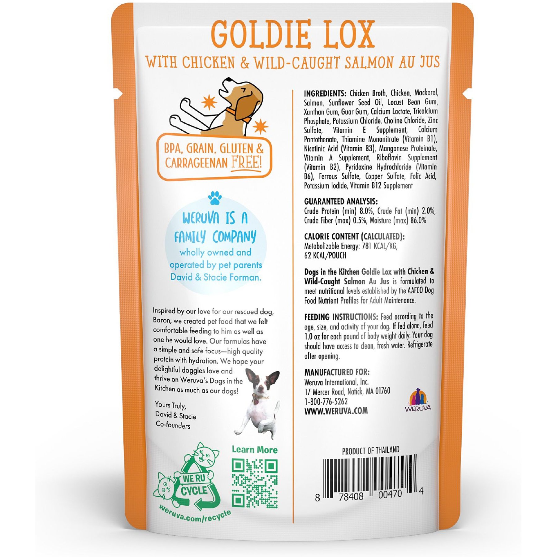 Weruva Dogs in the Kitchen Goldie Lox with Chicken & Wild Caught Salmon Au Jus Grain-Free Dog Food Pouches