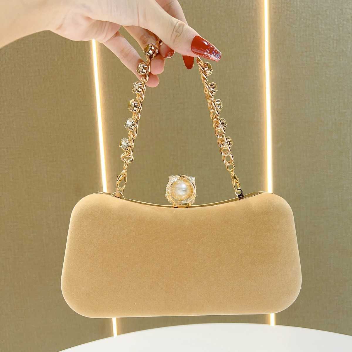 banquet bag with rhinestone inlaid handbag velvet womens fragrance chain single shoulder diagonal cross bag banquet bag 241122