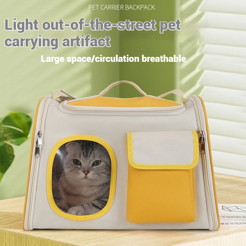Large Capacity Cat Bag with Cartoon Design - Portable One-Shoulder Diagonal Cross Backpack for Outdoor Use