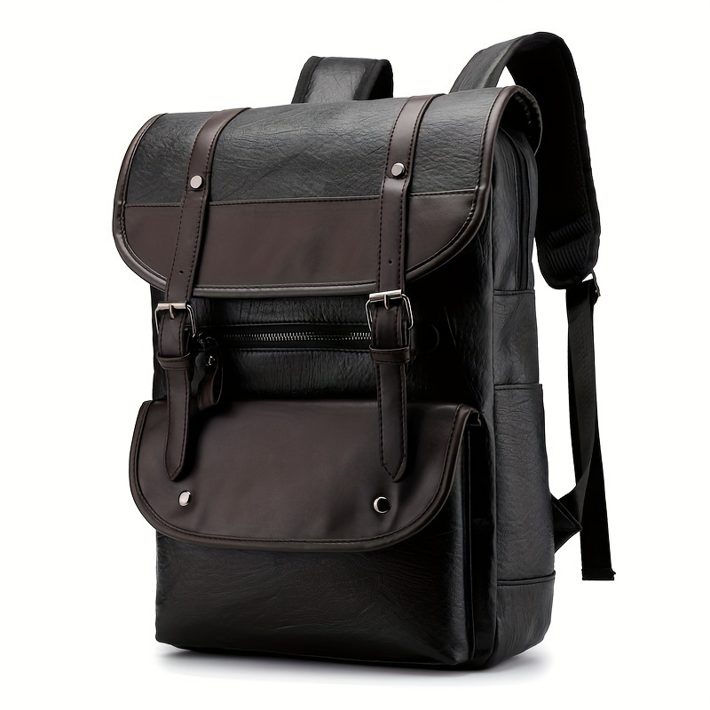 Super Large Capacity Men's PU Leisure Backpack - Waterproof And Multifunctional Suitable For Outdoor Travel And Leisure Activities