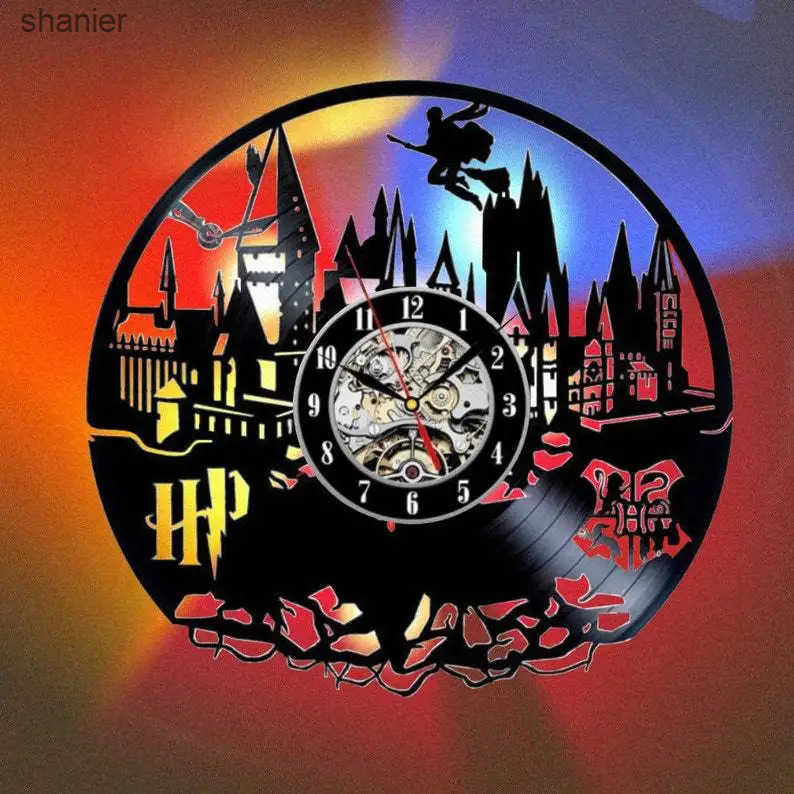 Wall Clocks Hogwarts-Express Vinyl Record Clock LED Light 12 Quartz | Creative Birthday Gifts for Kids and Friends. L240910 L0910