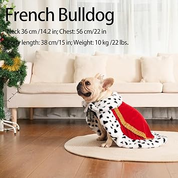 Lovelyshop pet Serial Lux Fur Blue Cat Dog Cloak for Halloween Costumes, King Queen Prince and Princess Cosplay-S
