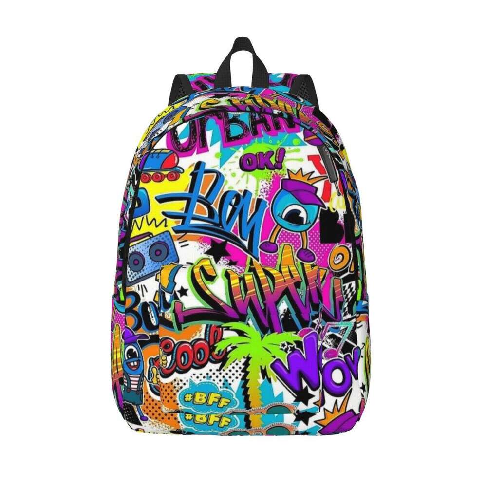 Graffiti Trc Cartoon for Teens Student School Bookbag Canvas Daypack Middle High College Hiking