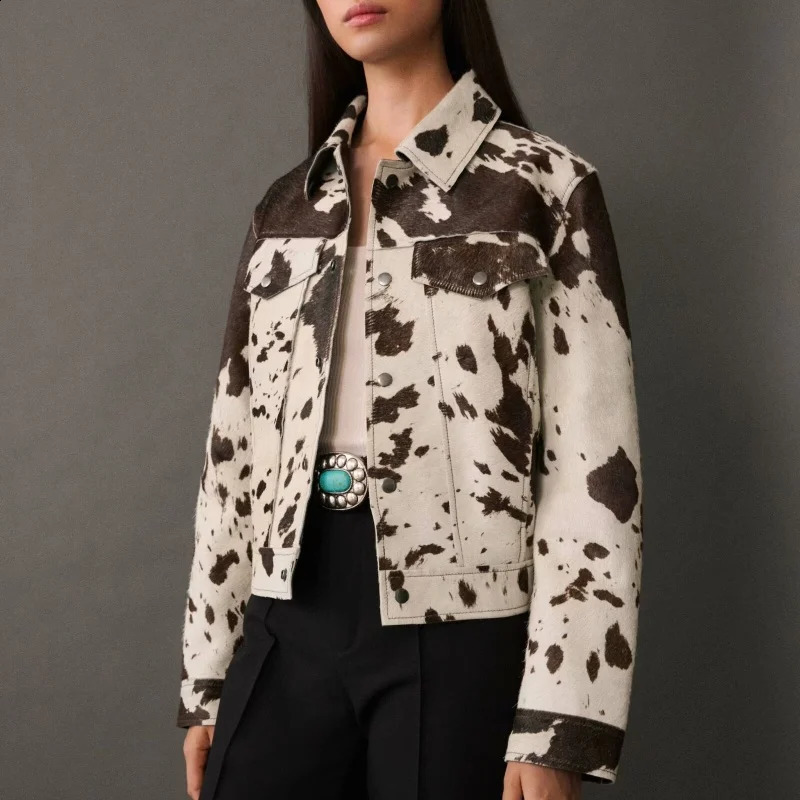 Autumn and winter American style trend singlebreasted personalized lapel casual jacket for women 241121