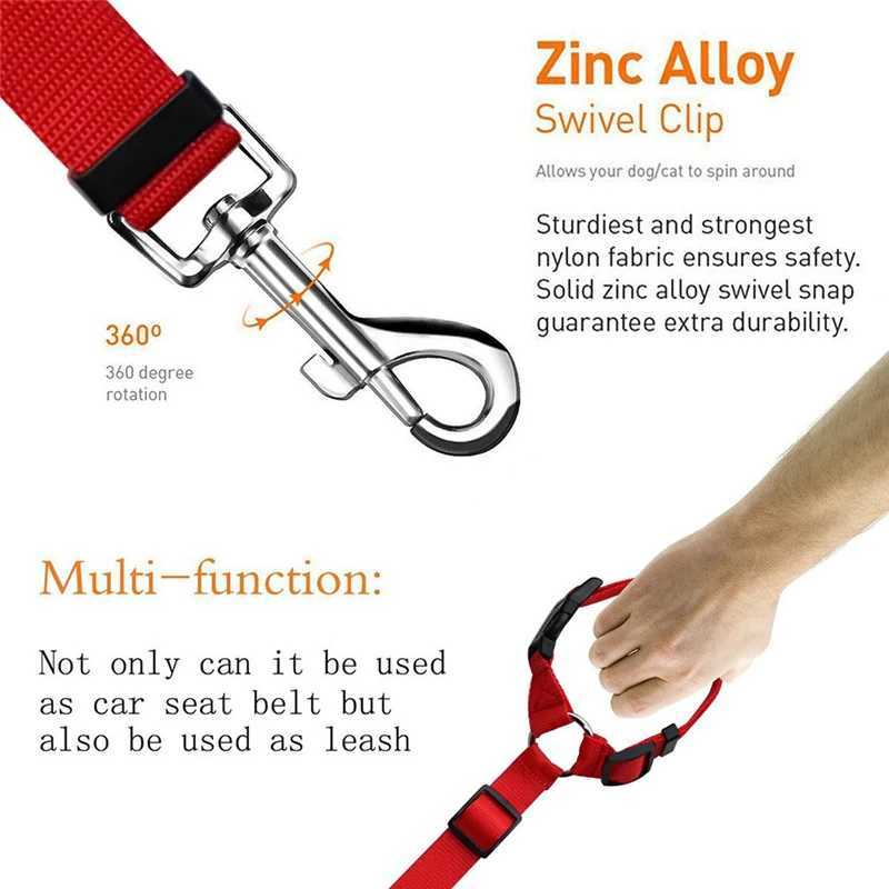 Nylon Safety Belt for Dogs Solid Color Pet Car Seat Belt Two-in-one Leash Adjustable Dog Harness Collar Products Pet AccessoriesXJ250218