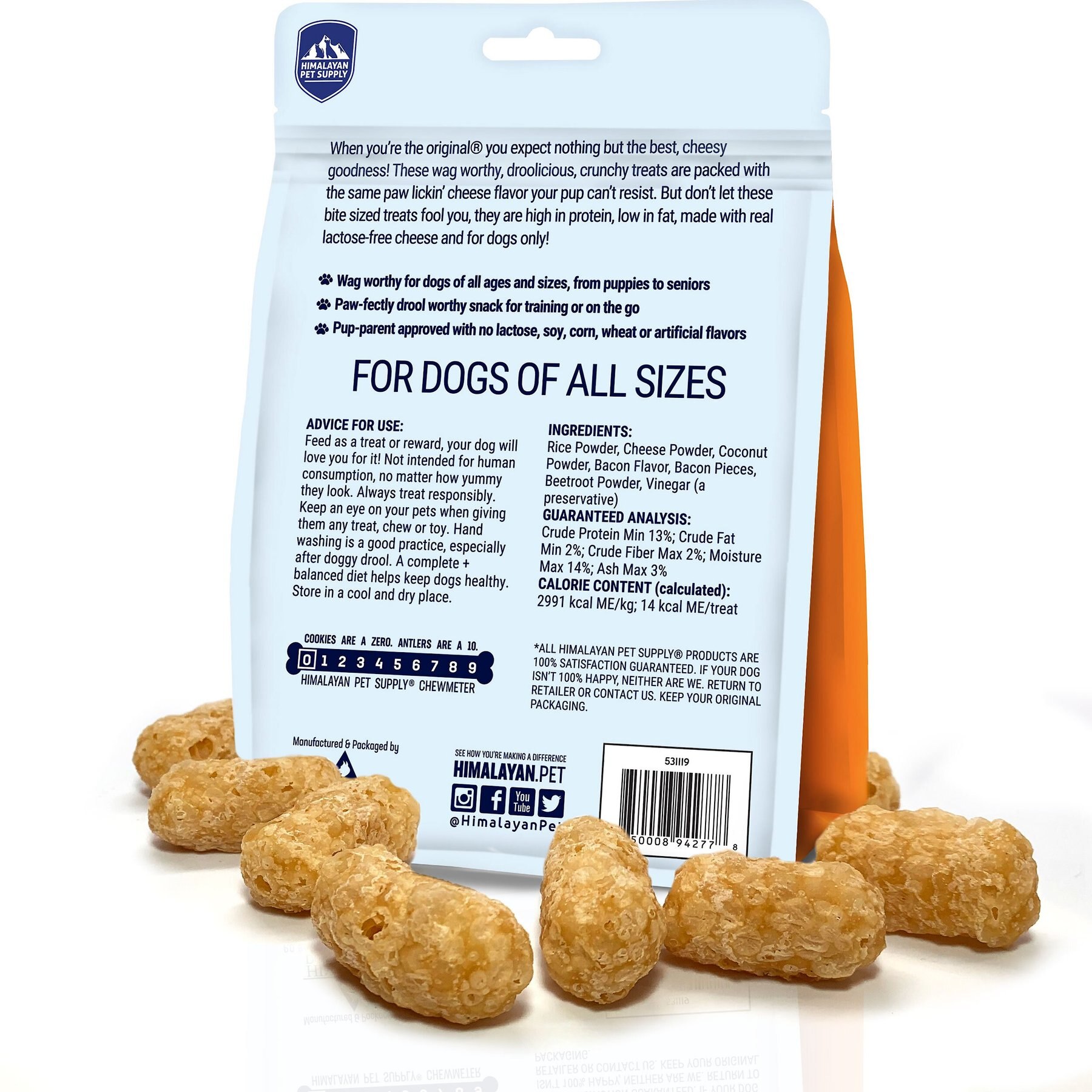 Himalayan Pet Supply Barkeetos Grain-Free Bacon Crunchy Dog Treats, 3-oz bag