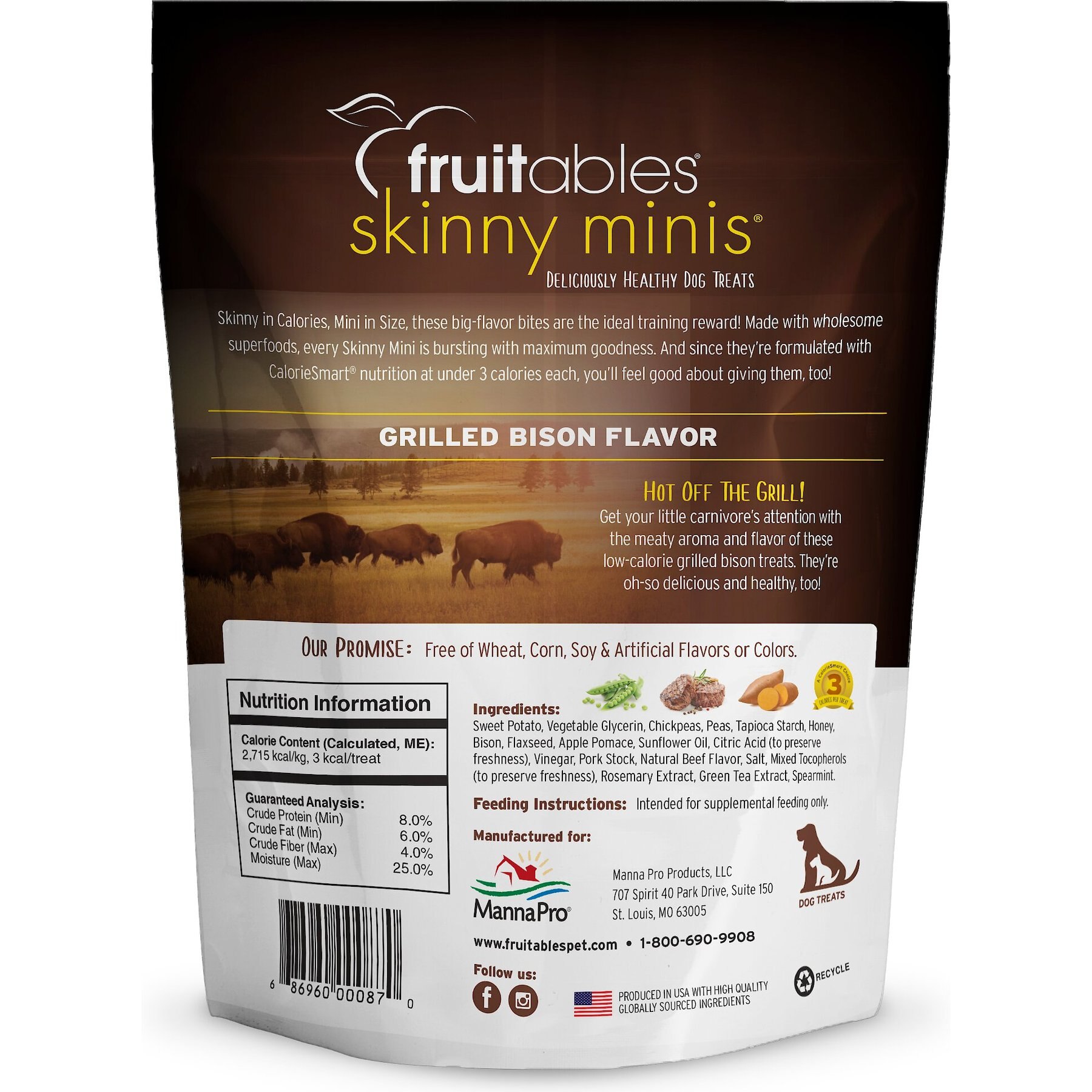 Fruitables Grilled Bison Flavor Dog Treats