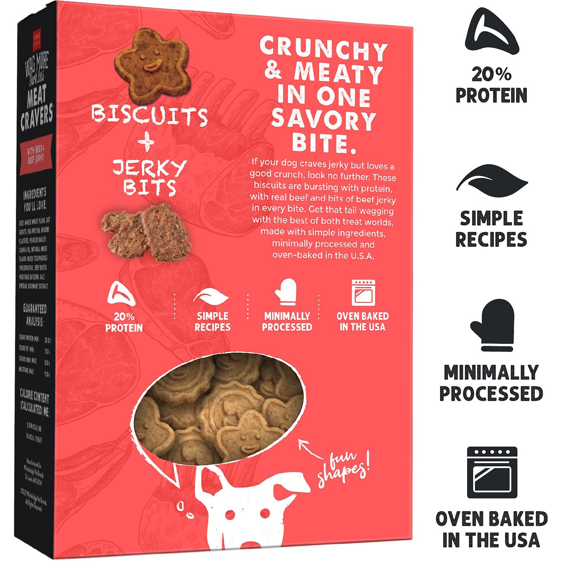 Cloud Star Wag More Bark Less Beef Cravers Dog Crunchy Treats, 12-oz bag