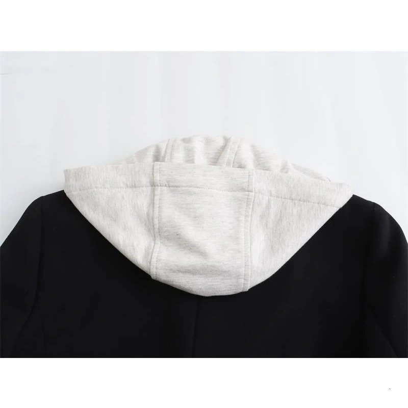 Spring Hooded Blazers Womens Suit Jacket Fashion Slim Short Coat Elegant Womens Street Warm Womens Jacket 240407